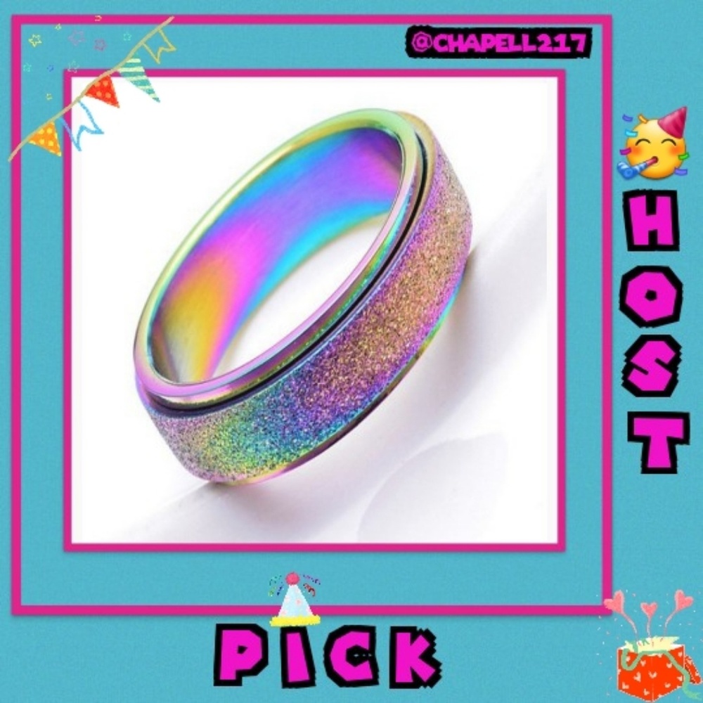 Rainbow Frosted Stainless Steel Ring